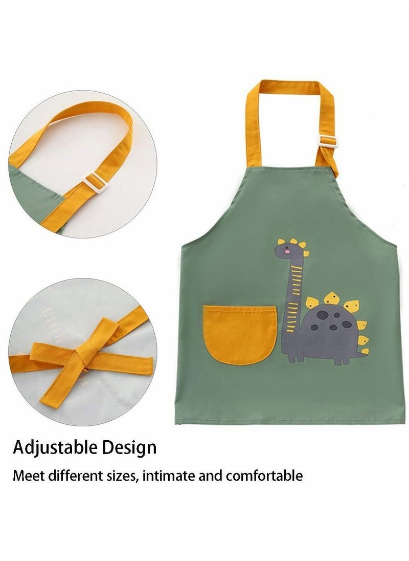 Waterproof Kids Apron, Kids Apron with Pockets, Adjustable Children Chef Aprons for Boys Girls, Dinosaur Apron Children with 2 Sleeves, Kids Aprons for Painting, Cooking and Baking Wear (6-9Age) - Image 4
