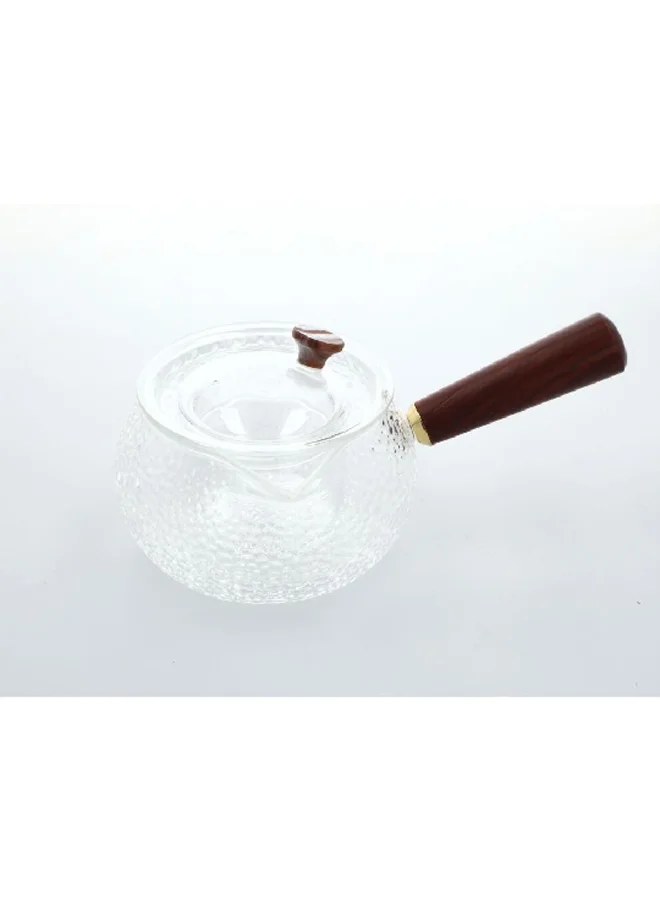 Bien Servi Glass Tea Pot with Lid and Wooden Handle Clear and Brown 12 x 25.4 x 17.6 cm CW