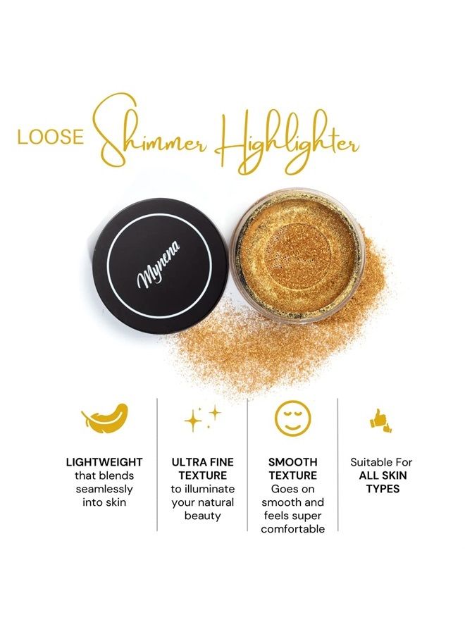 Mynena Yellow Gold Highlighter Makeup Loose Powder Shimmer Pigment for Face and Body | Vegan Paraben-Free Cruelty-Free - Image 3