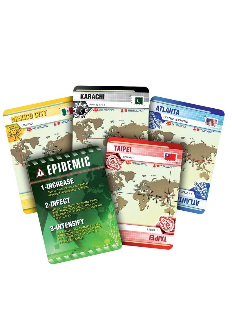بورد جيمز لعبة Asmodee Pandemic اللوحية (اللعبة الأساسية) - معركة تعاونية لإنقاذ البشرية، لعبة استراتيجية للأطفال والكبار، من 8 سنوات فما فوق، من 2 إلى 4 لاعبين، مدة اللعب 45 دقيقة - Image 3