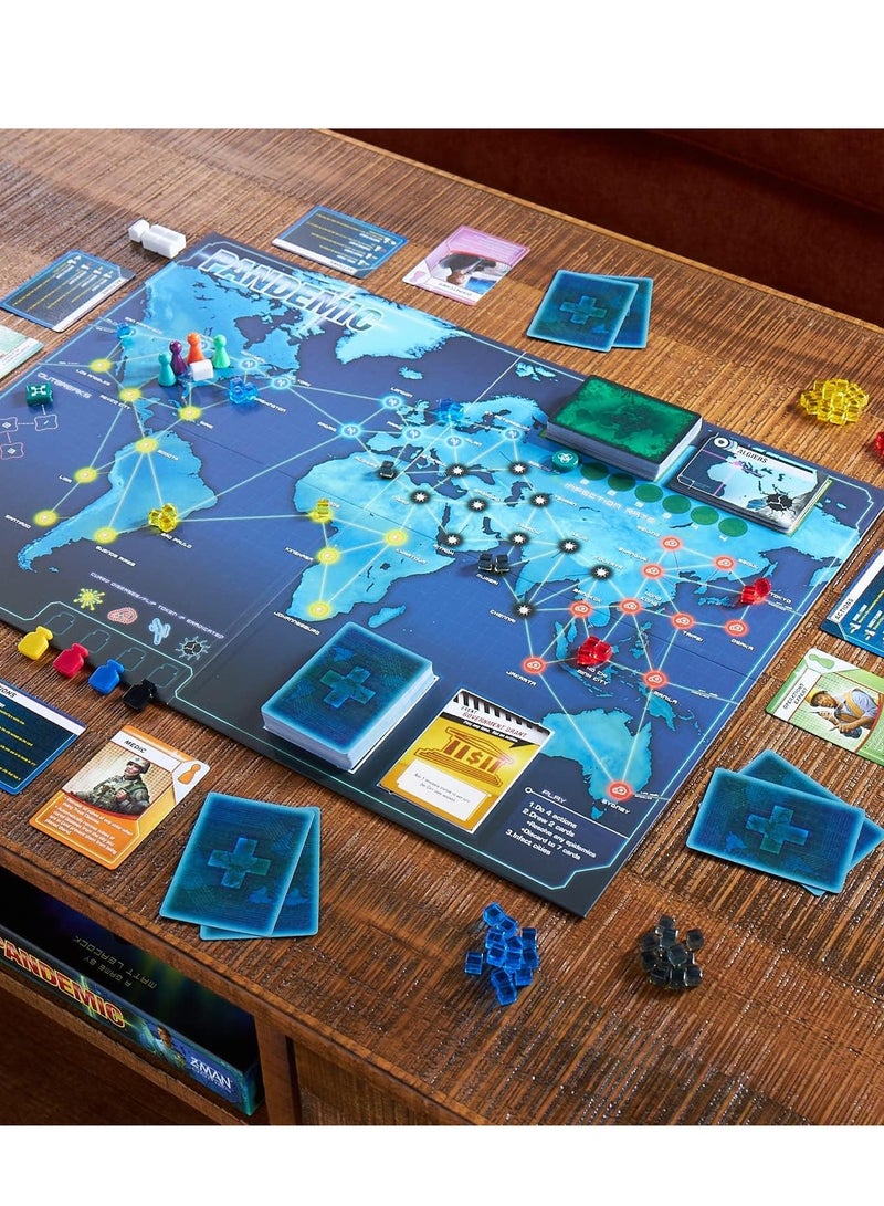 بورد جيمز لعبة Asmodee Pandemic اللوحية (اللعبة الأساسية) - معركة تعاونية لإنقاذ البشرية، لعبة استراتيجية للأطفال والكبار، من 8 سنوات فما فوق، من 2 إلى 4 لاعبين، مدة اللعب 45 دقيقة - Image 4