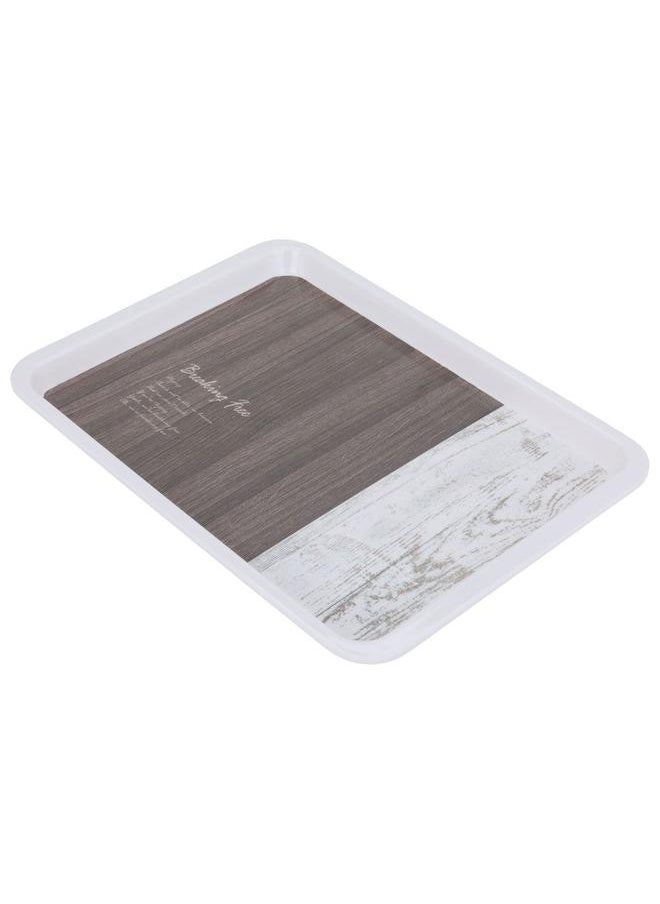 Alsaif Plastic Serving Tray 28 X 21 X 2 Cm Rectangle White Brown  - Image 1