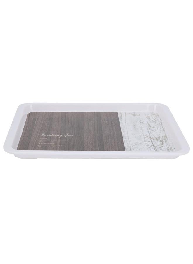 Alsaif Plastic Serving Tray 28 X 21 X 2 Cm Rectangle White Brown  - Image 2