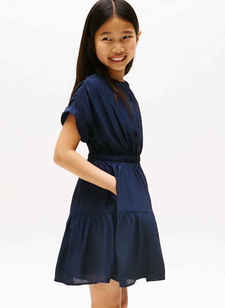 تومي هيلفيغر فستان بناتي بنصف زر واسع - Image 2