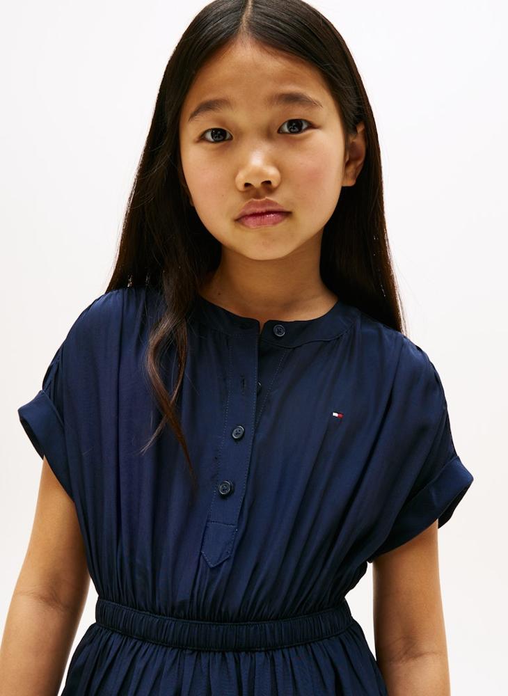 تومي هيلفيغر فستان بناتي بنصف زر واسع - Image 3