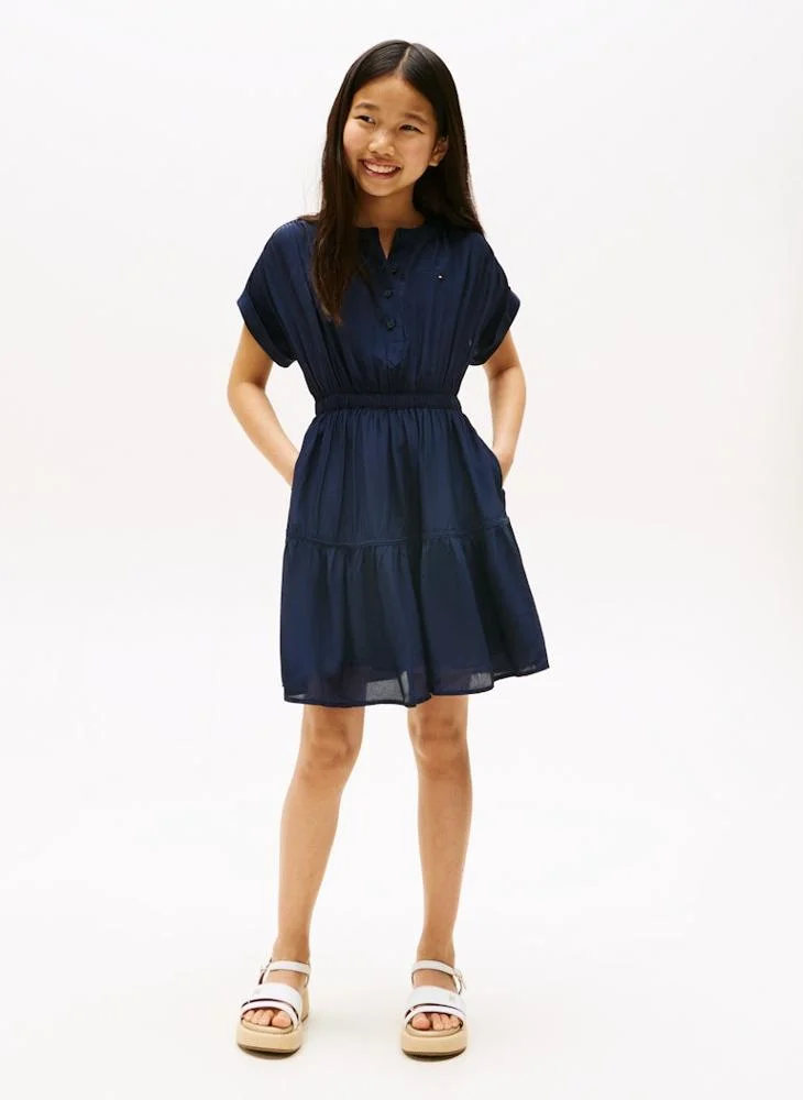 TOMMY HILFIGER Kids Half Button Flare Dress