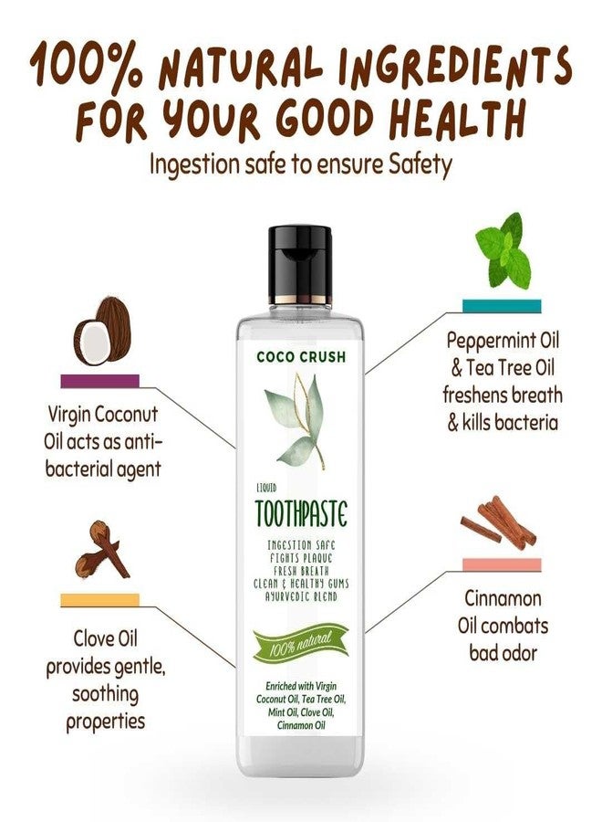 Coco Crush Ayurvedic Oral Care Combo | Natural Fluoride-Free Liquid Toothpaste & Oil Pulling Blend | Virgin Coconut Oil & Lemon Extract | Safe if Swallowed, Organic & Chemical-Free | For Adults & Kids (100ML (2x50ML)) - Image 3
