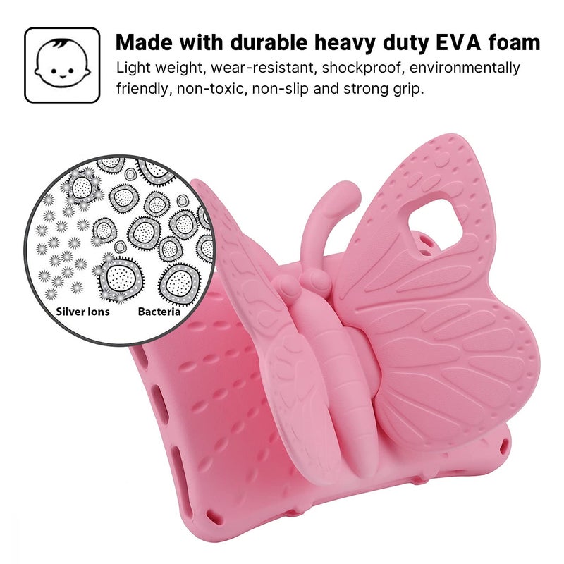 FunnyWin iPad 12 A19 2026 Tablet Case Kids, iPad 11 inch A16 10 12th Gen 2025 Butterfly Case with Kickstand Light EVA Full Boby Drop Protective Rugged Shockproof Kid-Proof Kid Tablet Cover for Girl (Pink) - Image 3