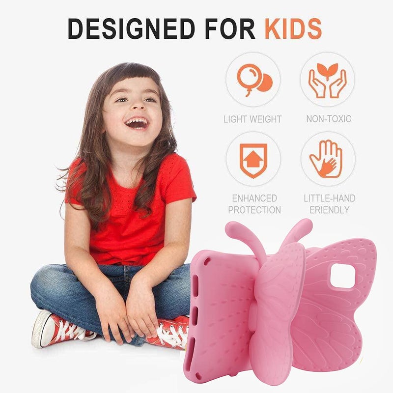 FunnyWin iPad 12 A19 2026 Tablet Case Kids, iPad 11 inch A16 10 12th Gen 2025 Butterfly Case with Kickstand Light EVA Full Boby Drop Protective Rugged Shockproof Kid-Proof Kid Tablet Cover for Girl (Pink) - Image 2