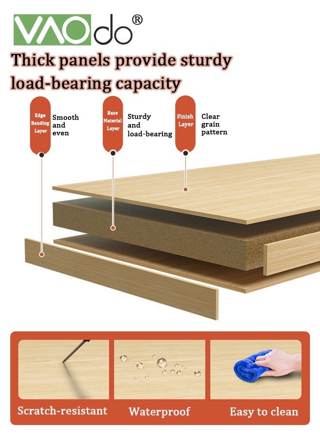 فاو دو طاولة تخزين بجانب السرير، طاولة بجانب السرير مع مساحة تخزين مفتوحة وأدراج، طاولة جانبية مع فواصل معقولة، أرجل داعمة من الخشب الصلب لغرفة النوم وغرفة المعيشة وغرفة الدراسة - Image 2