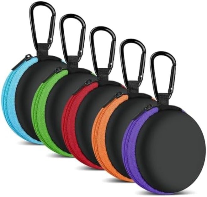 MOLOVA Earbud Case Portable EVA Carrying Case Storage Bag Cell Phone Accessories Organizer with Carabiner for Wired/Wireless Headphones, SD Memory Card, Camera Chips(Square, 5 Pack) - Image 1