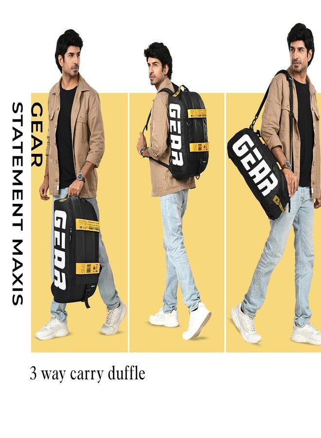 Gear Polyester Statement Maxis 3.0 10"/29L Medium Water Resistant Duffle Bag/Travel Bag/Gym Bag for Men & Women(Black-Yellow), 20 cm - Image 3