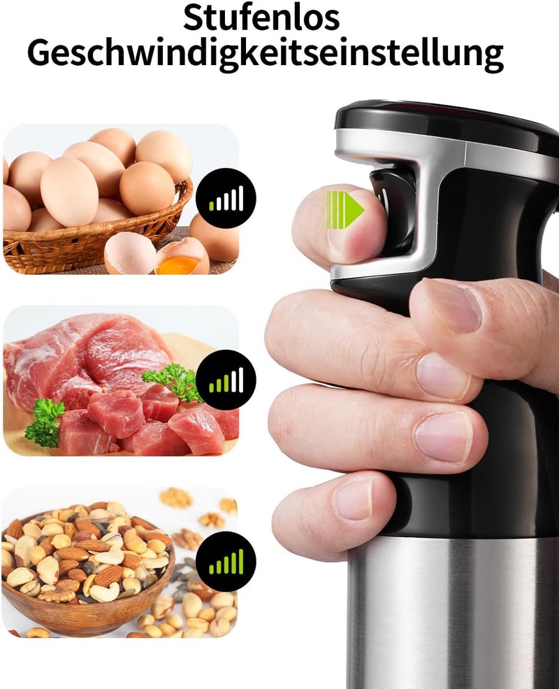 GDOR Electric Hand Blender, 3 in 1 Stainless Steel 1100W Continuous Speed Hand Mixer with 2 Whisks for Kitchen Soup Smoothie Puree - Image 4