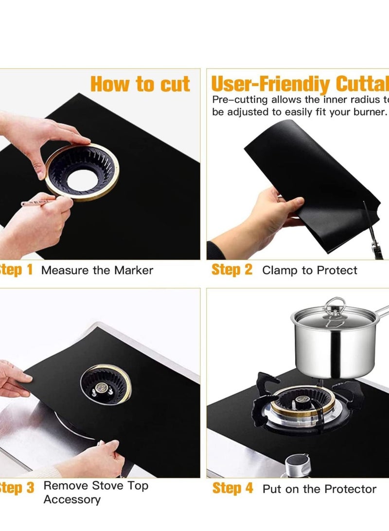 Y&D 3PCS Stove Covers Protectors for Gas Range(0.4 mm Thick) Extra Long 32" Wider Burner Reusable Non-Stick Washable Guard Heat Resistant (round) - Image 5