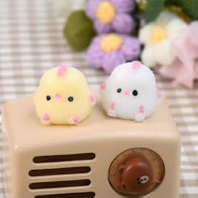 T Trove 4pcs Mini Taba Squishies Chick Party Favors for Kids, Fufu Squishy Fidget Toys, Birthday,gift Small Chick White/Yellow 2 penguins Squeeze Toy for Stress Relief Suitable for Adults Kids - Image 2