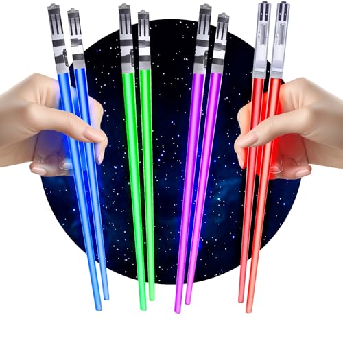 ChopSabers LightSaber Chopsticks Light Up Saber Led (4 Pairs, Red Blue Green Purple) - Image 1