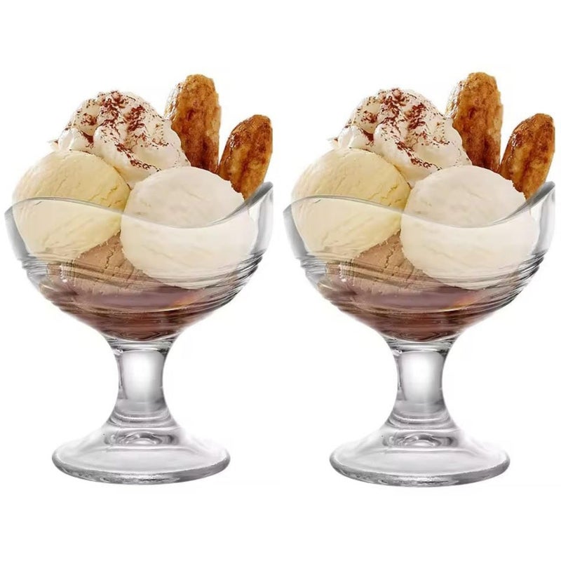 PRAYAN ENTERPRISE Ice Cream Cup 150ml Transparent Glass Ice Cream Bowl for Faluda Kulfi Fruits Desserts Ice Cream Dinner Decoration Cup 150ml Pack of 2 - Image 1