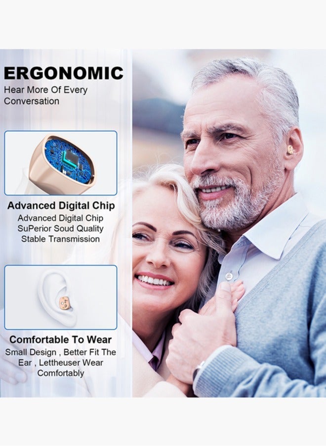 Chixing Rechargeable Hearing Aids (Pair) for Seniors, Hearing Amplifier Adjustable Volume and Charging Case, Premium Comfort Design and Nearly Invisible - Image 4
