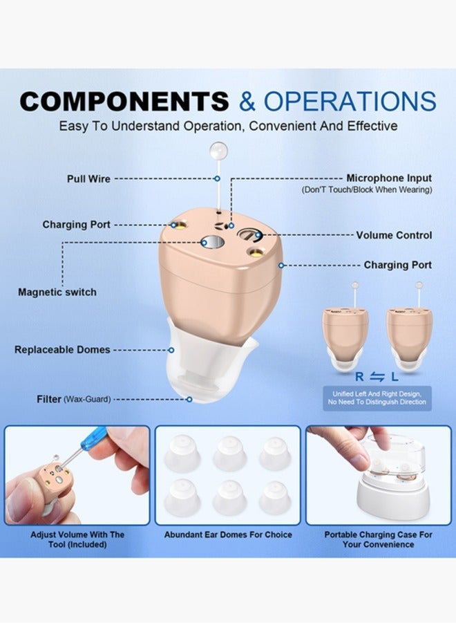 Chixing Rechargeable Hearing Aids (Pair) for Seniors, Hearing Amplifier Adjustable Volume and Charging Case, Premium Comfort Design and Nearly Invisible - Image 2