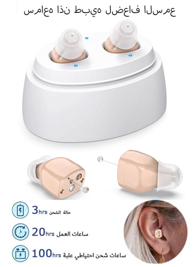 Chixing Rechargeable Hearing Aids (Pair) for Seniors, Hearing Amplifier Adjustable Volume and Charging Case, Premium Comfort Design and Nearly Invisible - Image 1