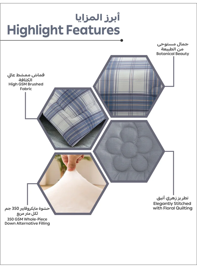 Donetella Bedding Comforter Set King Size, 6-Pcs Bed Set Fits 200x200 Cms -Printed Bedding Set-All Season- Brushed Microfiber (طقم مفرش سرير فندقي)