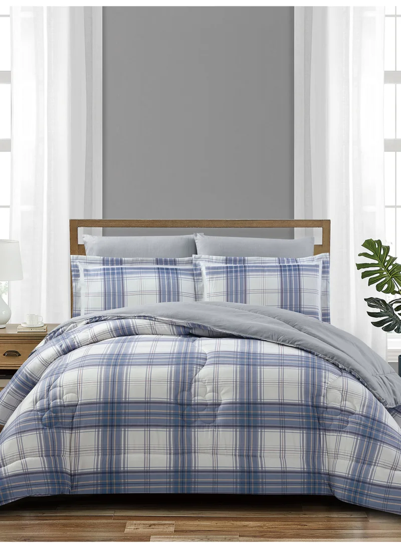 Donetella Bedding Comforter Set King Size, 6-Pcs Bed Set Fits 200x200 Cms -Printed Bedding Set-All Season- Brushed Microfiber (طقم مفرش سرير فندقي)