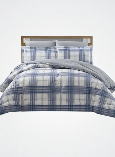 Donetella Bedding Comforter Set King Size, 6-Pcs Bed Set Fits 200x200 Cms -Printed Bedding Set-All Season- Brushed Microfiber (طقم مفرش سرير فندقي)