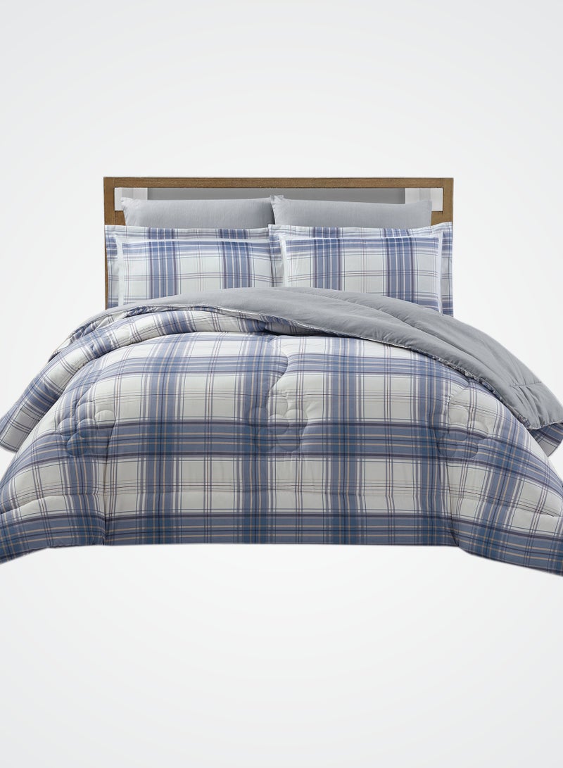 Donetella Bedding Comforter Set King Size, 6-Pcs Bed Set Fits 200x200 Cms -Printed Bedding Set-All Season- Brushed Microfiber (طقم مفرش سرير فندقي)  - Image 1