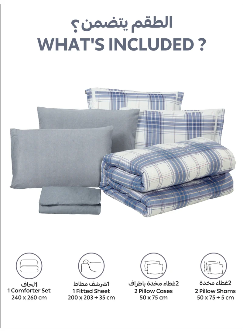 Donetella Bedding Comforter Set King Size, 6-Pcs Bed Set Fits 200x200 Cms -Printed Bedding Set-All Season- Brushed Microfiber (طقم مفرش سرير فندقي)