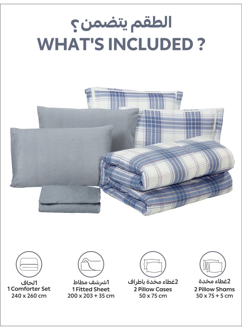 Donetella Bedding Comforter Set King Size, 6-Pcs Bed Set Fits 200x200 Cms -Printed Bedding Set-All Season- Brushed Microfiber (طقم مفرش سرير فندقي)  - Image 5