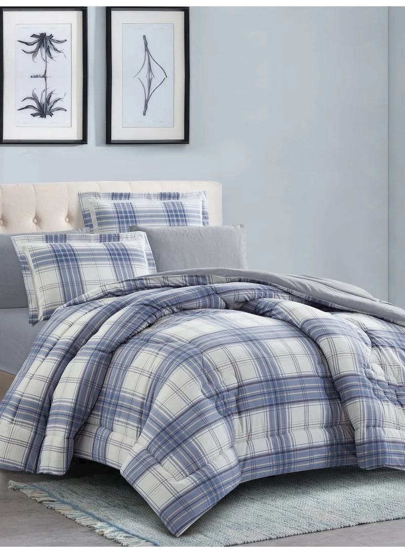 Donetella Bedding Comforter Set King Size, 6-Pcs Bed Set Fits 200x200 Cms -Printed Bedding Set-All Season- Brushed Microfiber (طقم مفرش سرير فندقي)