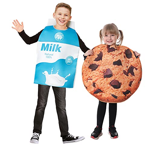 EraSpooky 2pcs Kids Fun Food Costume Cookies and Milk Halloween Outfit Onesies Toddler Boys Girls Children for 3-12 - Image 1
