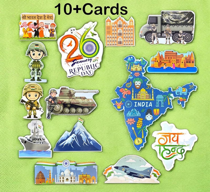 TodFod Republic Day Photo Booth Props | 20+ Patriotic Cards for Kids & Families | Indian Flag, Ashoka Chakra & 26 January Designs | Premium Cardstock Material | Perfect for Independence Day - Image 4