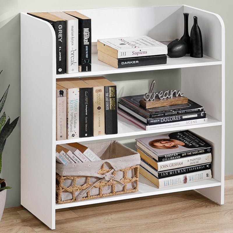 ABOUT SPACE 3-Tier Storage Organizer Engineered Wood Rack DIY Multipurpose Open Bookshelf and Display Utility for Home Portable Stand-Kitchen, Living Room, Study Room (White - L 2 x B 0.8 x H 2.5 ft) - Image 1