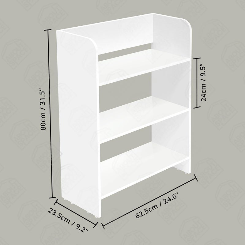 ABOUT SPACE 3-Tier Storage Organizer Engineered Wood Rack DIY Multipurpose Open Bookshelf and Display Utility for Home Portable Stand-Kitchen, Living Room, Study Room (White - L 2 x B 0.8 x H 2.5 ft) - Image 2