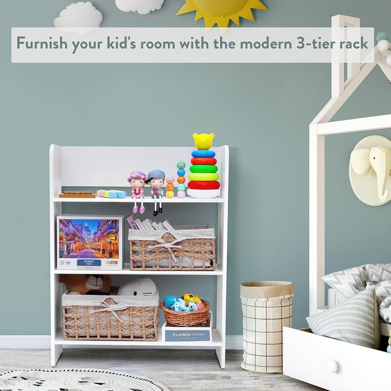 ABOUT SPACE 3-Tier Storage Organizer Engineered Wood Rack DIY Multipurpose Open Bookshelf and Display Utility for Home Portable Stand-Kitchen, Living Room, Study Room (White - L 2 x B 0.8 x H 2.5 ft) - Image 5