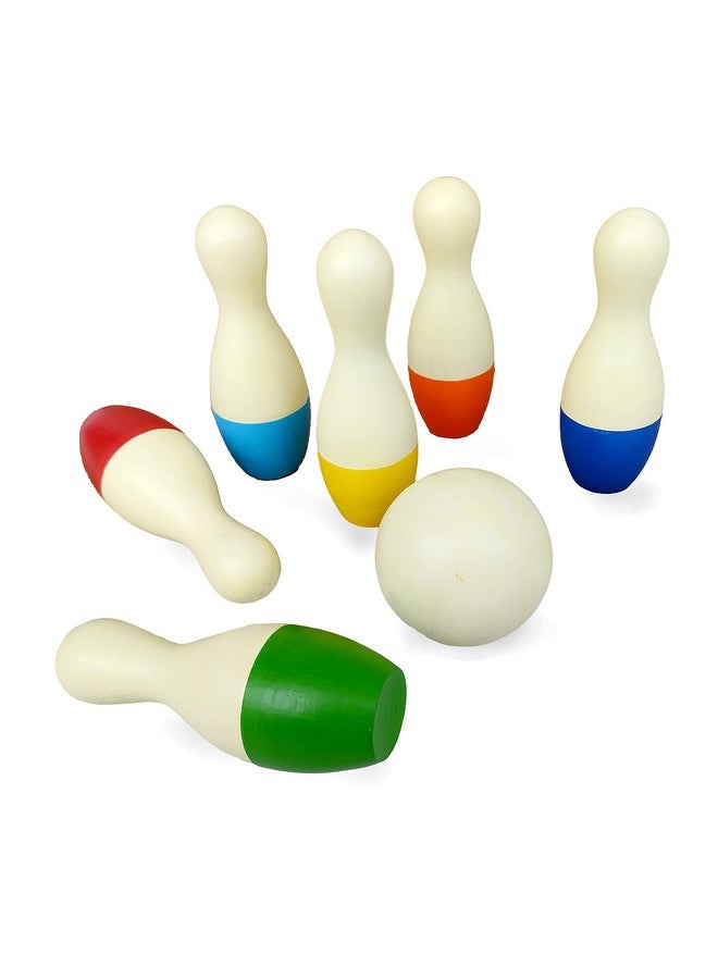 WONDRBOX Wooden Mini Bowling Pins Toy Birthday Gifts Set for Kids Age 1 2 3 4 5 | Eco-Friendly and Non-Toxic | Learning Montessori Toy for Kids - Image 1