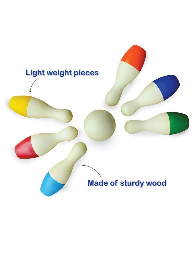 WONDRBOX Wooden Mini Bowling Pins Toy Birthday Gifts Set for Kids Age 1 2 3 4 5 | Eco-Friendly and Non-Toxic | Learning Montessori Toy for Kids - Image 3