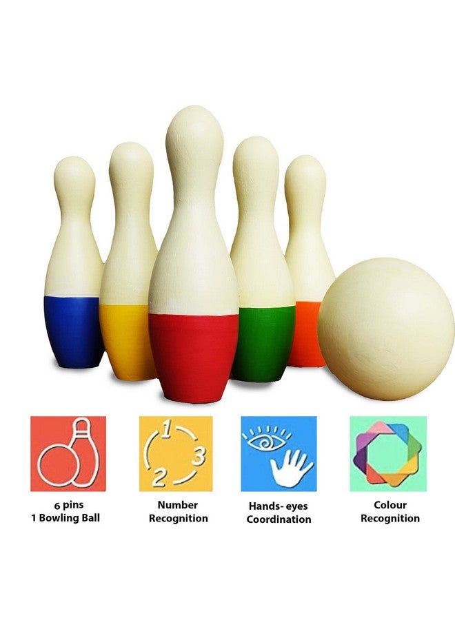 WONDRBOX Wooden Mini Bowling Pins Toy Birthday Gifts Set for Kids Age 1 2 3 4 5 | Eco-Friendly and Non-Toxic | Learning Montessori Toy for Kids - Image 5