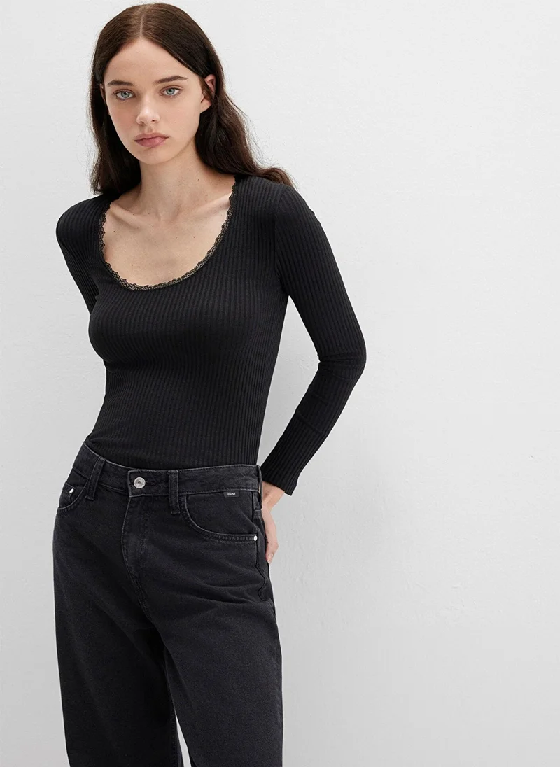 MAVI Black Long Sleeve T-Shirt