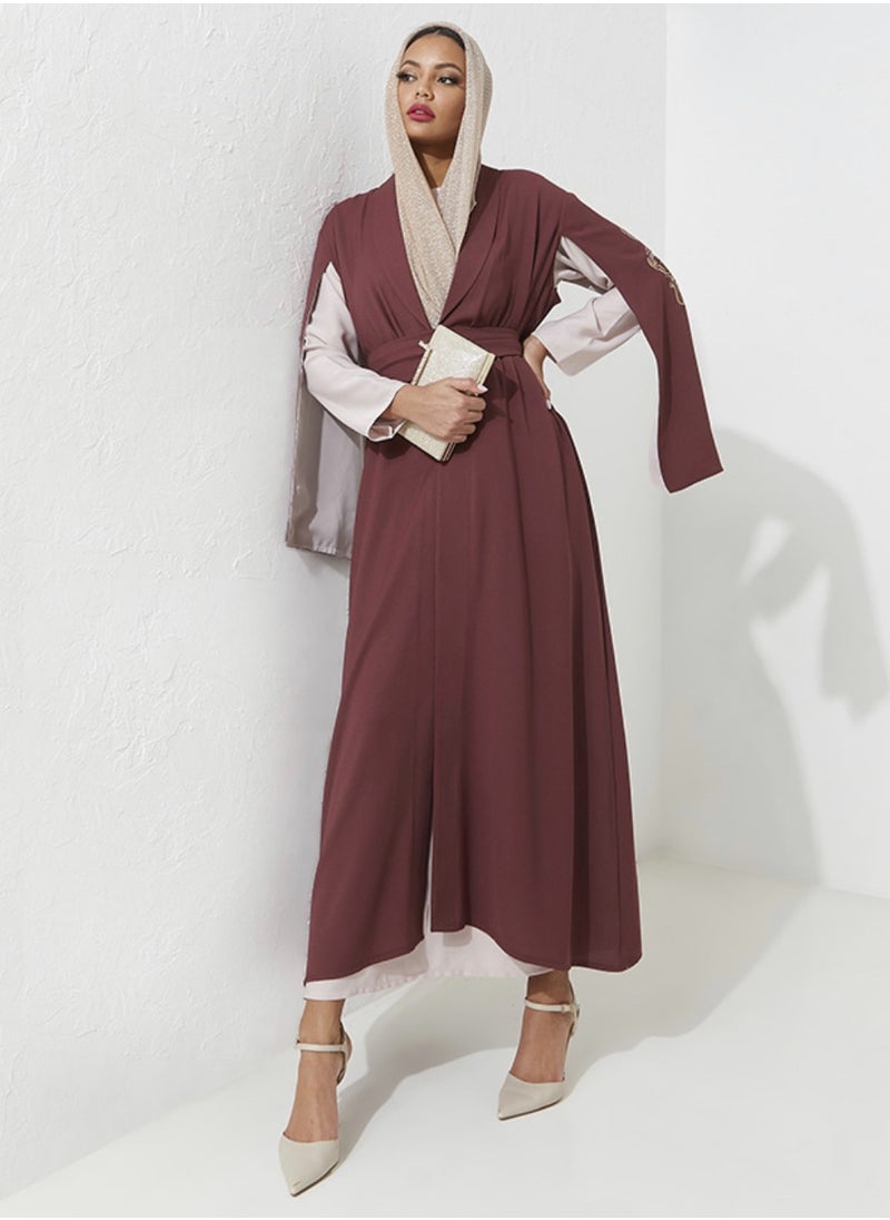 Rosette Abaya Maroon Royal  - Image 1