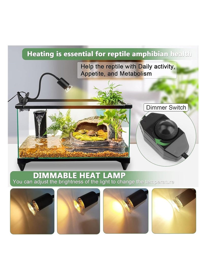 Turtle Heat Lamp Reptile Heating Lamp E27 UVA/UVB Heat Spot Lamp with 2 Pcs 50W Heat Lamp bulbs for Reptiles Lizards Turtles Snakes Amphibians - Image 2