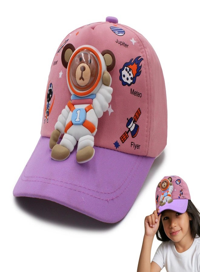 VRITRAZ Polyester Astrobear Cartoon Character Printed Little Cap For Kids, Baby Girls & Boys 3-12 Years (Pink) - Image 1