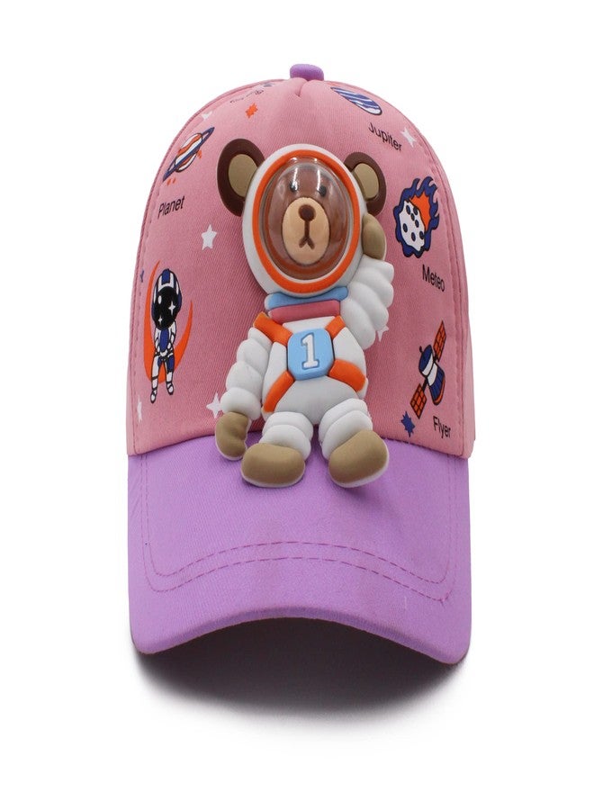 VRITRAZ Polyester Astrobear Cartoon Character Printed Little Cap For Kids, Baby Girls & Boys 3-12 Years (Pink) - Image 4