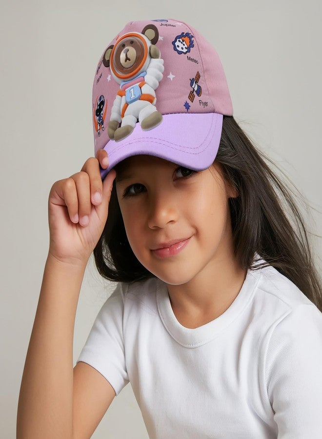 VRITRAZ Polyester Astrobear Cartoon Character Printed Little Cap For Kids, Baby Girls & Boys 3-12 Years (Pink) - Image 2