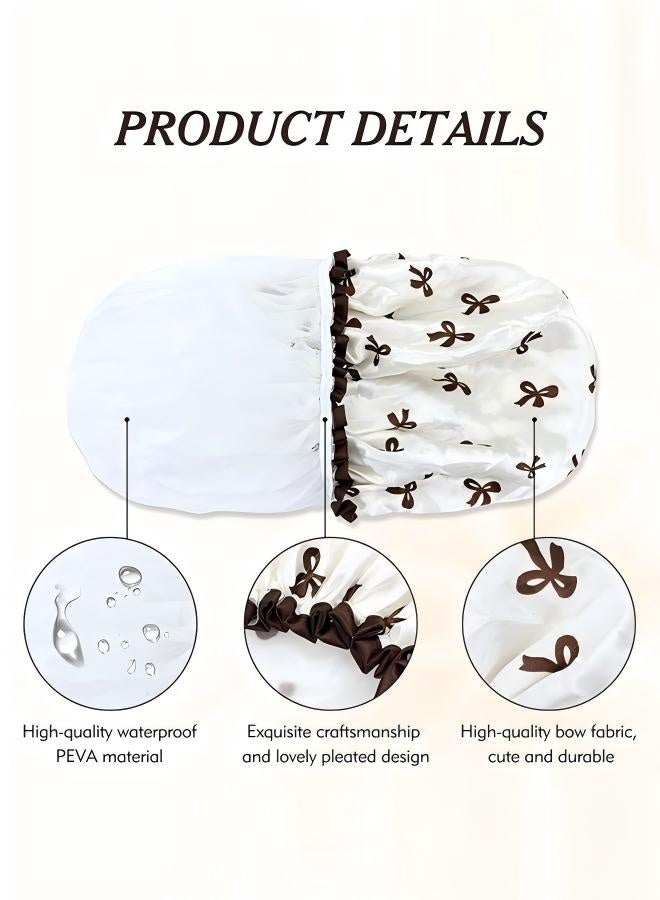 4Pcs Double Waterproof Shower Caps, Elastic Reusable Bathing Cap Printed Shower Hat Bath Hat Beauty Salon Spa Shower Cap for Women Girls - Image 3