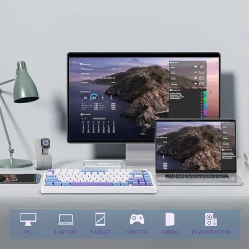 EPOMAKER X Aula F75 MAX Wireless Mechanical Keyboard with TFT Screen and Knob, Gasket Gaming Keyboard in 75% Layout, Hot Swappable, RGB Backlight, for PC/Mac/Linux (Blue&White&Purple) - Image 3