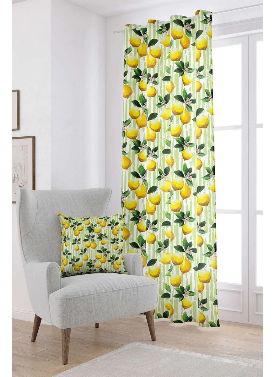 Cango Home Yellow Green Lemon Patterned Digital Printed Curtain OYTYK914-PR