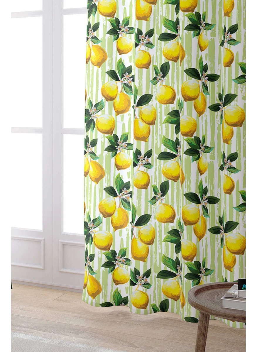 Cango Home Yellow Green Lemon Patterned Digital Printed Curtain OYTYK914-PR