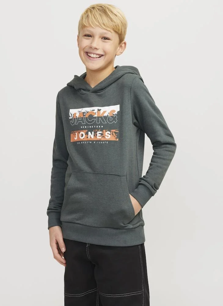 جاك وجونز جونيور Kids Logo Print Pull Over Hoodies